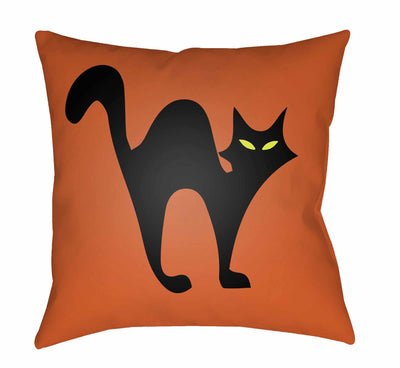 Halloween Cat Red Throw Pillow