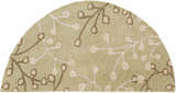 Close-up of the Olive Elsu Area Rug, a hand-tufted wool rug with a tan, brown, and olive floral pattern. Design-Hearth