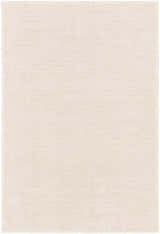 Close-up of the Bowstring Carpet. Hand-loomed with a subtle textured pattern in cream and taupe viscose. Design-Rectangle-23