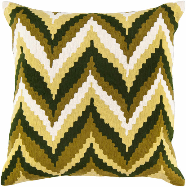 Braunton Chevron Green Mustard Throw Pillow - Clearance