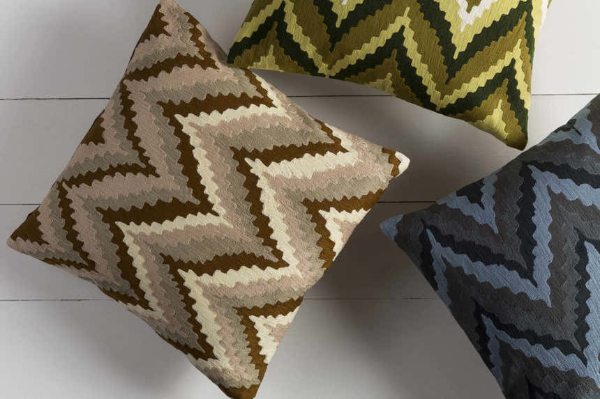 Braunton Chevron Green Mustard Throw Pillow - Clearance