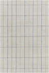 Close-up of the hand-woven Brava Area Rug showing its gray plaid pattern and wool-viscose texture. Design-Rectangle-575