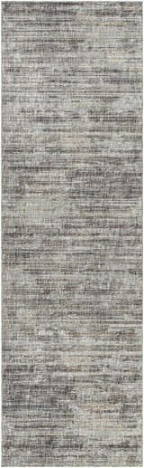 Braxton Carved Statement Area Rug close-up. Abstract striations of gray, charcoal, and ivory create a textured, contemporary design. Design-Runner-3310