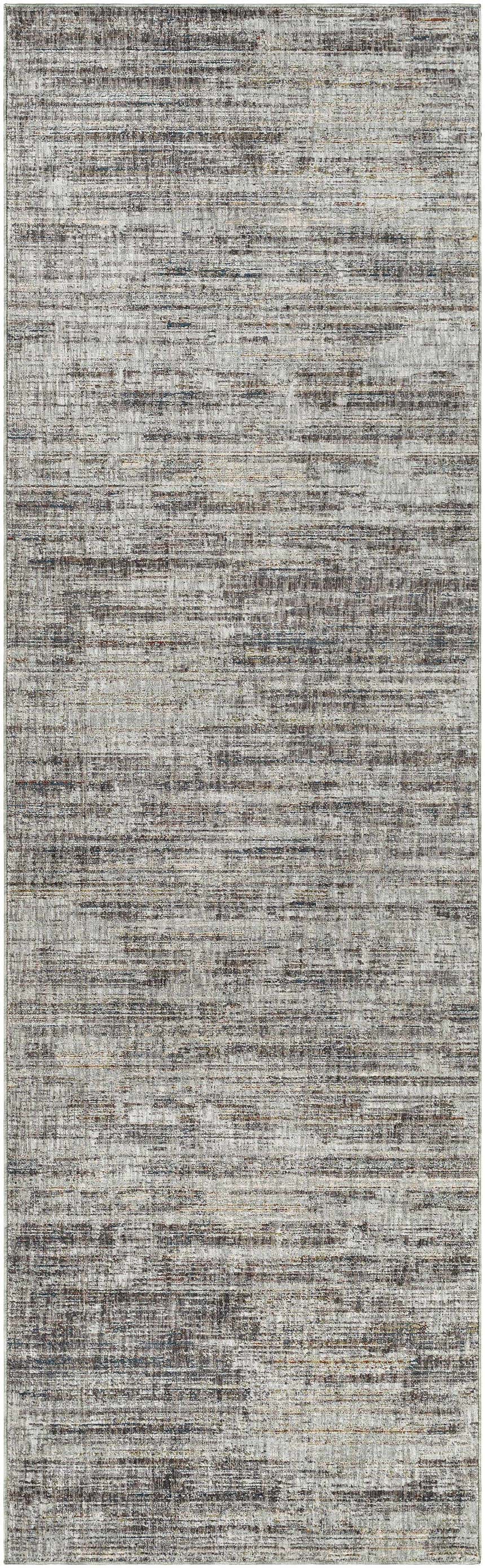 Braxton Carved Statement Area Rug close-up. Abstract striations of gray, charcoal, and ivory create a textured, contemporary design. Design-Runner-3310
