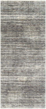 Braxton Carved Statement Area Rug: Contemporary design with horizontal stripes in shades of gray, ivory, and blue. Design-Runner-338