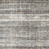 Close-up of Braxton Carved Statement Area Rug with horizontal stripes in blue, charcoal, sage, gray, and ivory. Swatch