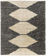 Close-up of the Aberchirder Ivory&Black Diamond Plush Rug. Hand-tufted polyester rug with a geometric diamond pattern. Design-Rectangle-810