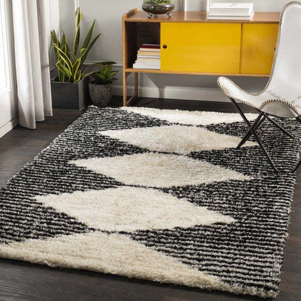 Aberchirder Ivory&Black Diamond Plush Rug - Clearance