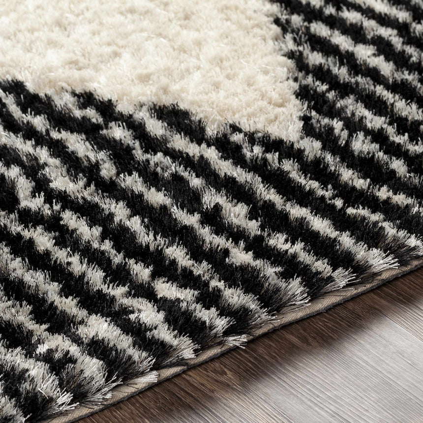 Aberchirder Ivory&Black Diamond Plush Rug - Clearance