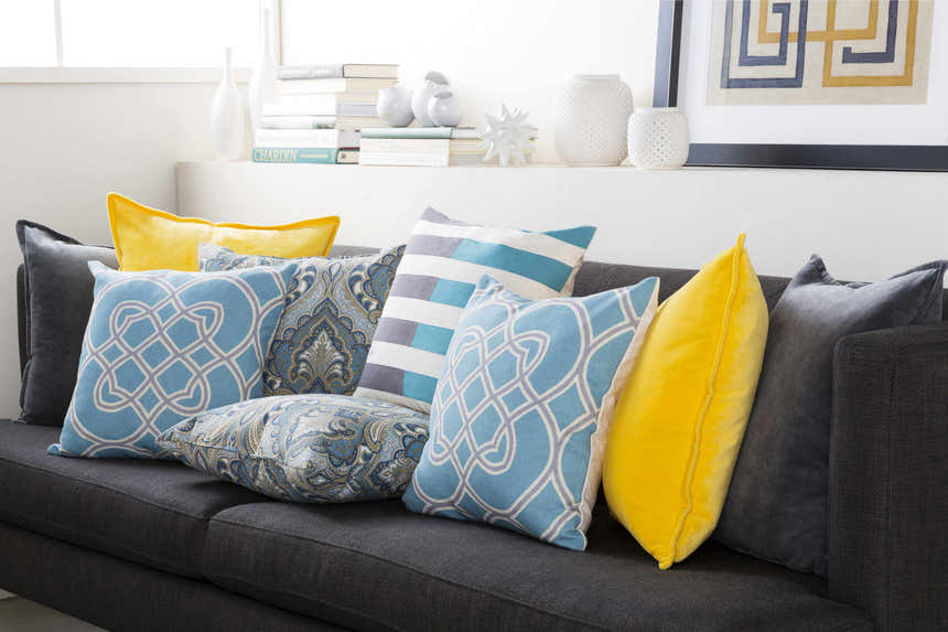 Bradfield Aqua Geometric Throw Pillow - Clearance
