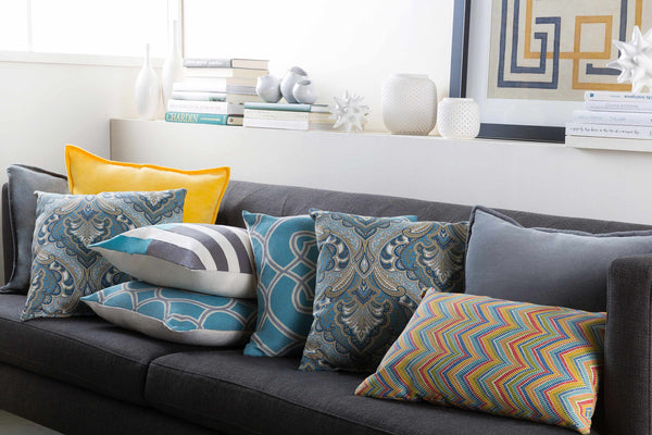 Bradfield Aqua Geometric Throw Pillow - Clearance