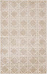 Close-up of the light gray and tan Bridgeland Area Carpet featuring a geometric lattice design. Design-Rectangle-58