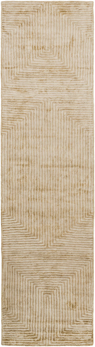 Quartz Patterned Sheen Beige Viscose Rug