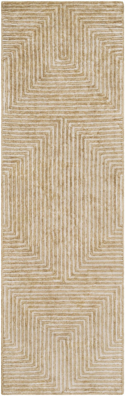 Quartz Patterned Sheen Beige Viscose Rug