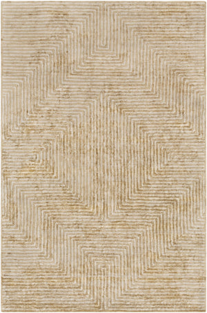 Quartz Patterned Sheen Beige Viscose Rug