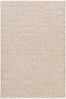 Close-up of the Brillion Area Carpet. Hand woven polyester rug in a neutral beige and cream geometric pattern. Contemporary style. Design-Rectangle-576
