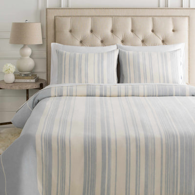 Baraniferho Ice Blue Striped Linen Bedding Set