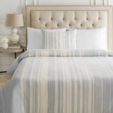 Baraniferho Ice Blue Striped Linen Bedding Set