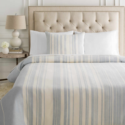 Baraniferho Ice Blue Striped Linen Bedding Set