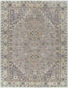 Detailed Boroon Area Rug - Clearance with traditional floral and geometric pattern in black, blue, beige, and tan wool. Design-Rectangle-810