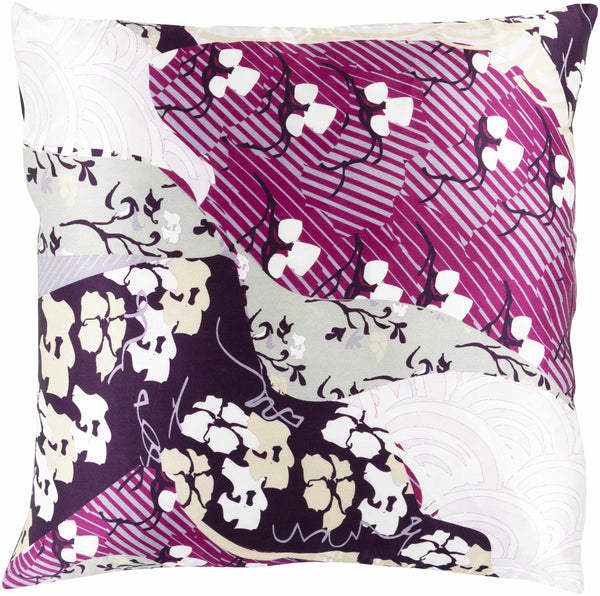 Brinkin Purple Floral Pattern Accent Pillow - Clearance