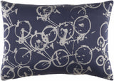 Burneside Navy Bicycle Print Throw Pillow - Clearance