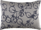 Burneside Navy Bicycle Print Throw Pillow - Clearance