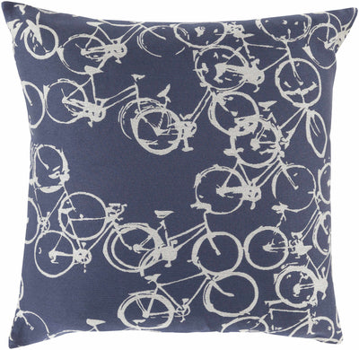 Burneside Navy Bicycle Print Throw Pillow - Clearance
