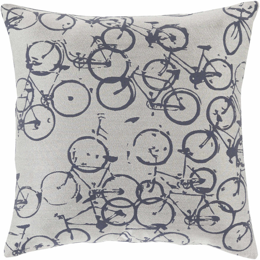 Burneside Navy Bicycle Print Throw Pillow - Clearance
