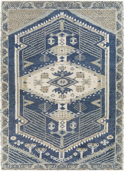 Bransgore Blue Medallion Wool Area Rug