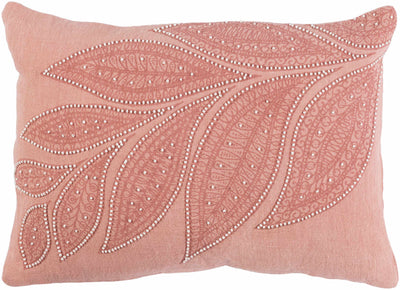 Brinsmead Blush Embroidered Leaves Accent Pillow - Clearance