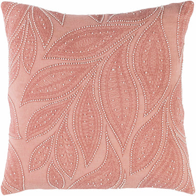 Brinsmead Blush Embroidered Leaves Accent Pillow - Clearance