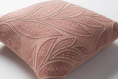 Brinsmead Blush Embroidered Leaves Accent Pillow - Clearance