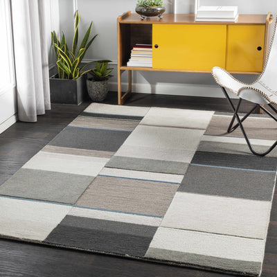 Caerwys Gray Patchwork Wool Rug - Clearance