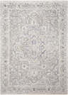Close-up of Brodhead Luxe Area Rug. Machine-woven cotton blend with a traditional oriental design in pale blue, cream, and taupe. Design-Rectangle-582