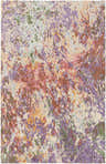 Close-up of the Bronxville Area Rug. Hand-knotted viscose rug in dark brown, lavender, lilac, olive, and peach. Contemporary style. Design-Rectangle-576