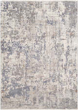 Close-up of the Broxbourne Area Rug. Contemporary style with blush, brown, cream, and navy abstract pattern. Machine woven texture. Design-Rectangle-582