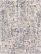 Close-up of the Broxbourne Area Rug. Contemporary style with blush, brown, cream, and navy abstract pattern. Design-Rectangle-710103