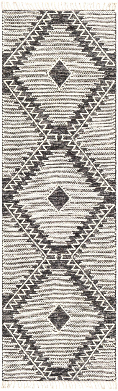 Brownhills Cream&Black Trellis Cotton Area Rug