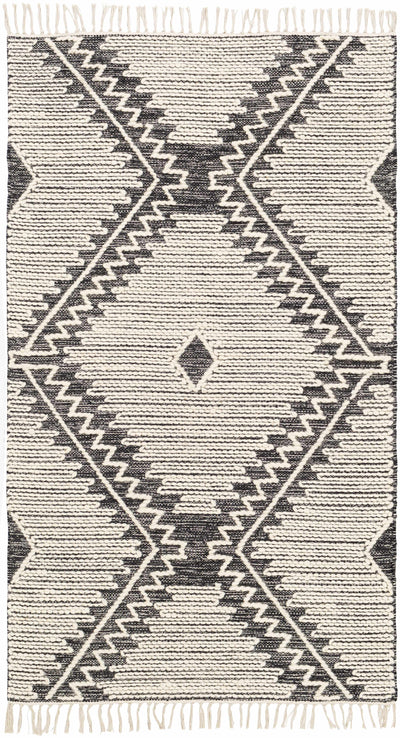 Brownhills Cream&Black Trellis Cotton Area Rug