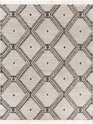 Brownhills Cream&Black Trellis Cotton Area Rug