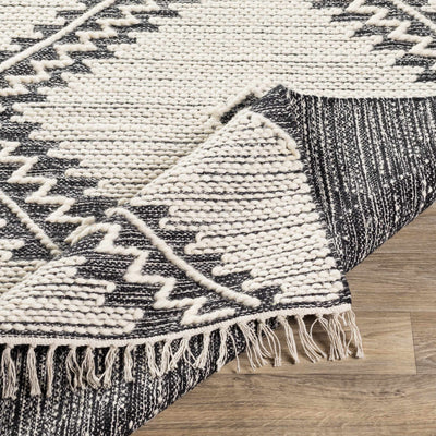 Brownhills Cream&Black Trellis Cotton Area Rug