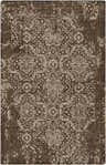 Close-up of the hand-knotted Bryce Area Rug. Farmhouse style, traditional floral pattern in brown and beige wool. Design-Rectangle-69