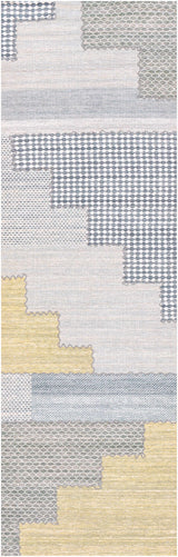 Bishopton Blue/Yellow Patchwork Viscose Rug - Clearance