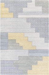 Bishopton Blue/Yellow Patchwork Viscose Rug - Clearance