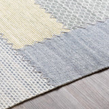 Bishopton Blue/Yellow Patchwork Viscose Rug - Clearance