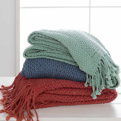 Brasnorte Knitted Throw Blanket - Aqua Green