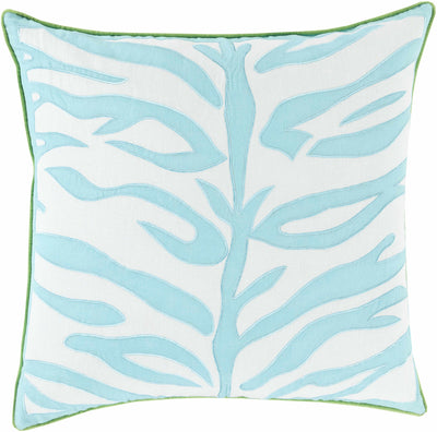 Bubwith Aqua Leaf Square Throw Pillow - Clearance