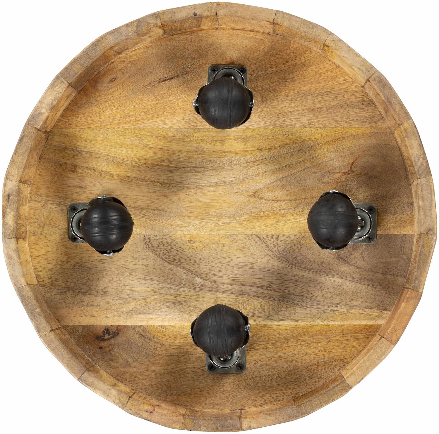 Bungsuan Natural Wood End Table with wheels