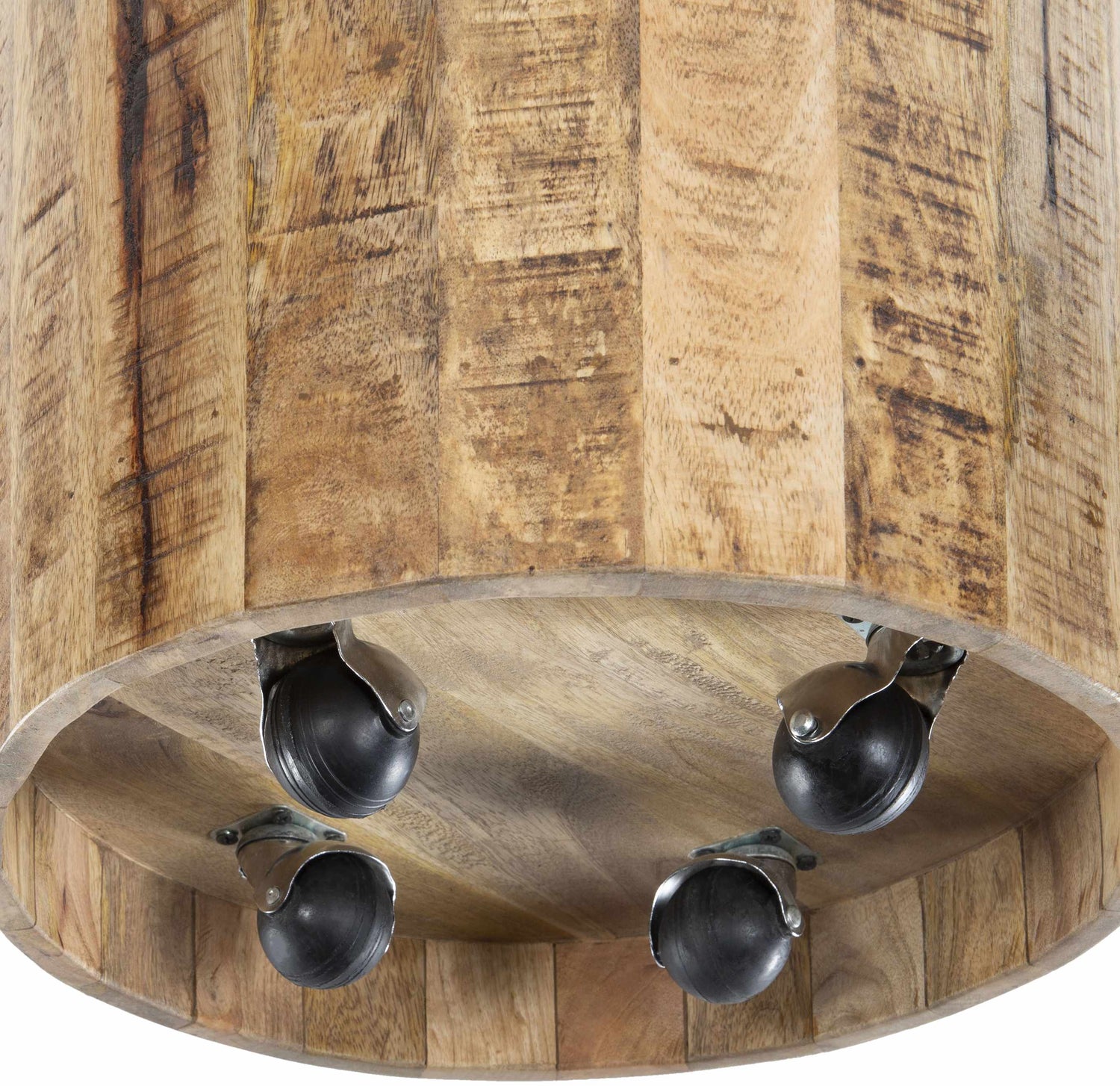 Bungsuan Natural Wood End Table with wheels